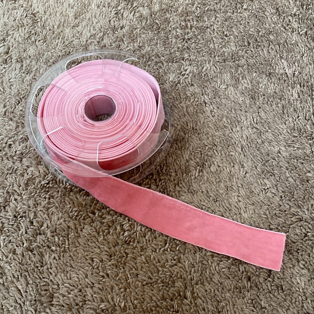 FINAL PRICE $10 VTG Dusty Baby Pink Single Face Velvet Ribbon Trim